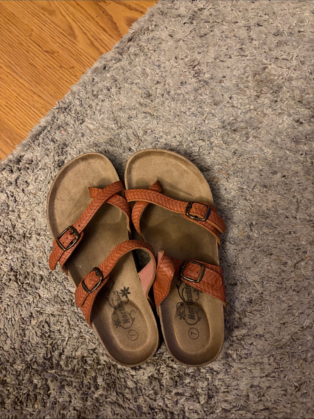 Womens Brown Adjustable Strap Sandals